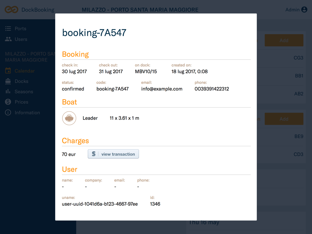 A summary modal clearly present your bookings.
