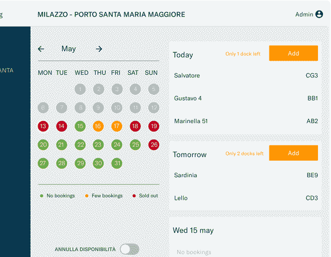 The friendly calendar manages your bookings.